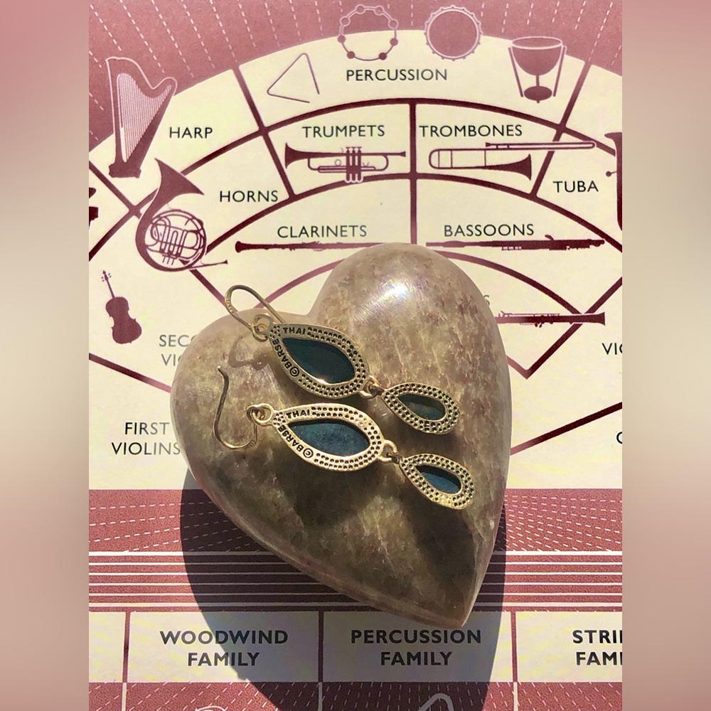 Barse Multifaceted Labradorite Dangling Gold Tone… - image 3